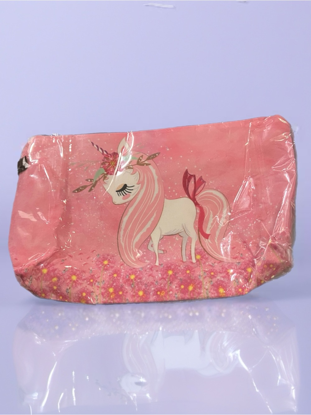 Pink Unicorn Cosmetic Pouch - Girls Travel Makeup Bag
